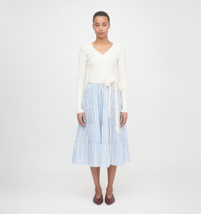 The Deirdre Wrap Sweater - Ivory Pointelle