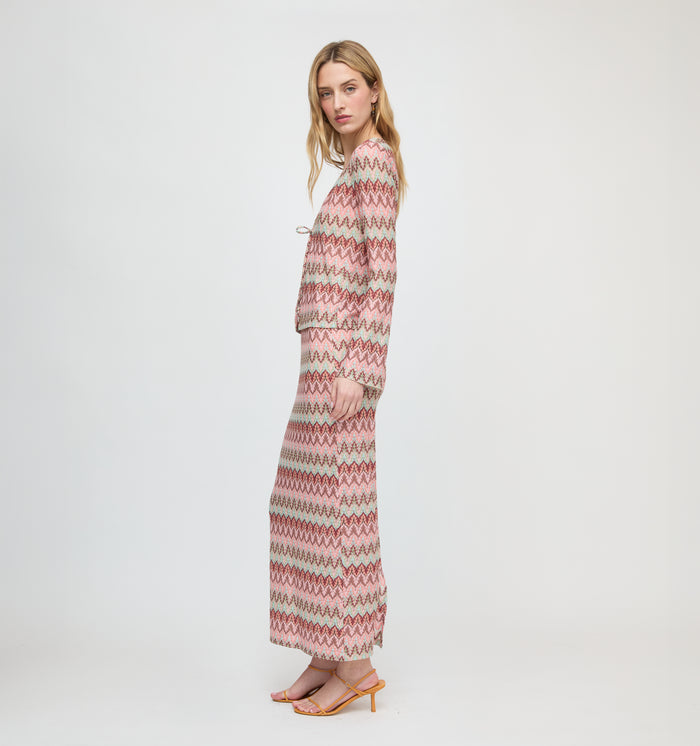 The Delia Top - Pink Multi Smooth Shimmer Knit