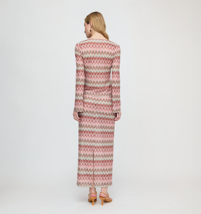 The Delia Top - Pink Multi Smooth Shimmer Knit