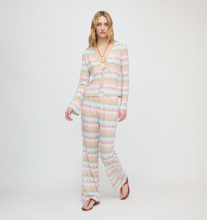 The Delia Top - White Multi Smooth Shimmer Knit