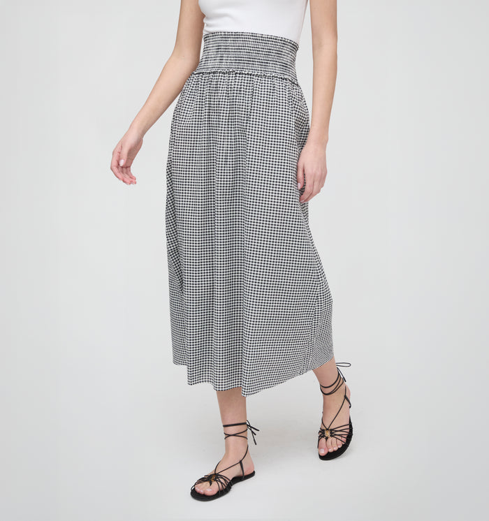 The Delphine Nap Skirt - Black/Sand Gingham