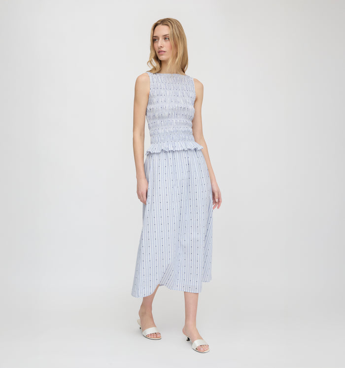 The Delphine Nap Skirt - Blue Swiss Dot