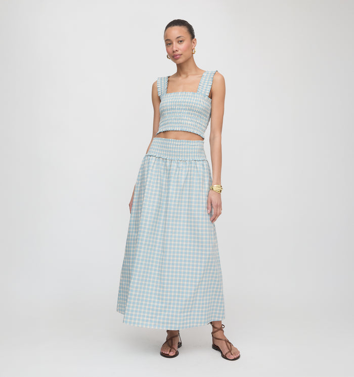 The Delphine Nap Skirt - Blue/Red Gingham