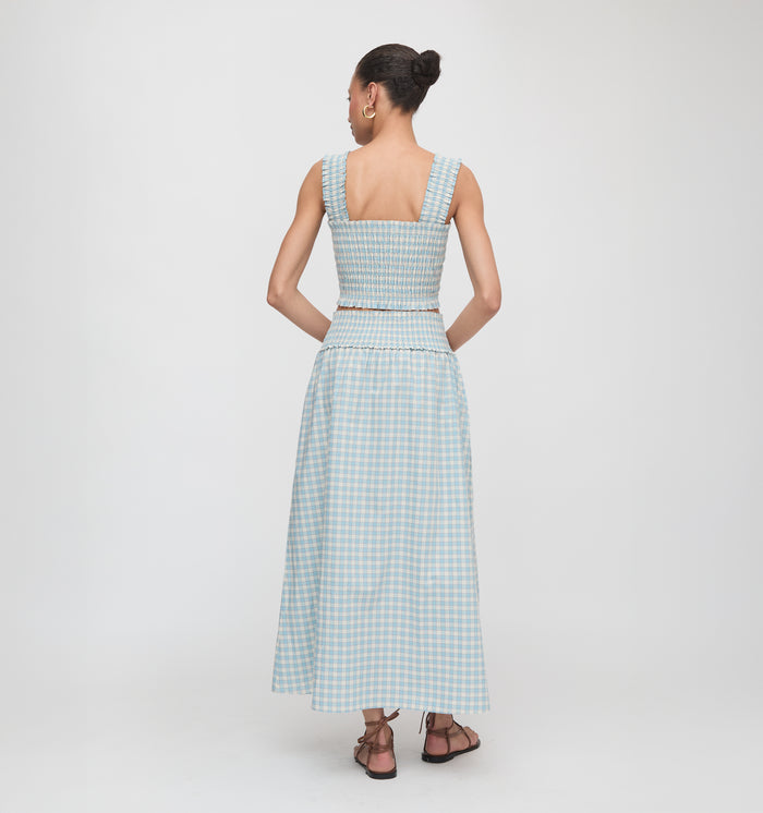 The Delphine Nap Skirt - Blue/Red Gingham