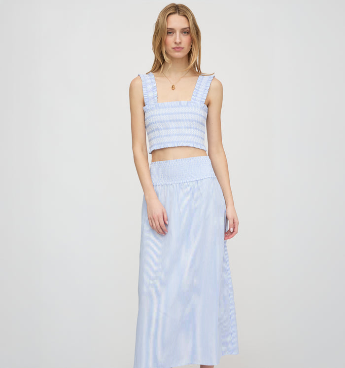 The Delphine Nap Skirt - Blue/White Stripe