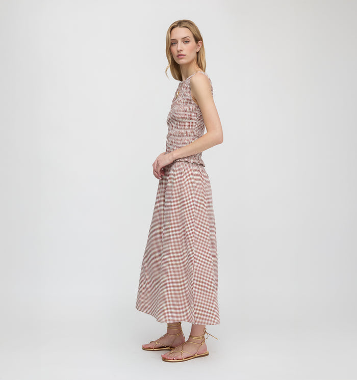 The Delphine Nap Skirt - Cognac Gingham