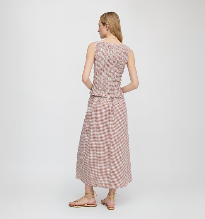 The Delphine Nap Skirt - Cognac Gingham