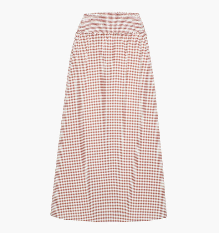 The Delphine Nap Skirt - Cognac Gingham