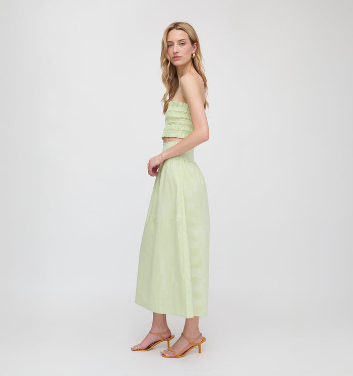 The Delphine Nap Skirt - Lime Gingham
