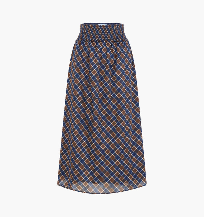 The Delphine Nap Skirt -  Wilshire Plaid Chocolate/Navy