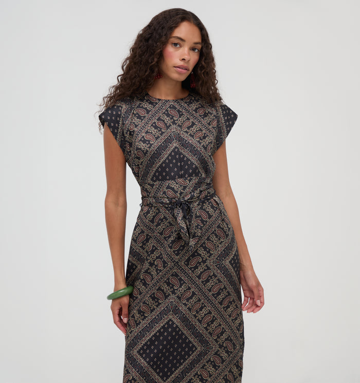 The Dris Dress - Carnaby Scarf Black