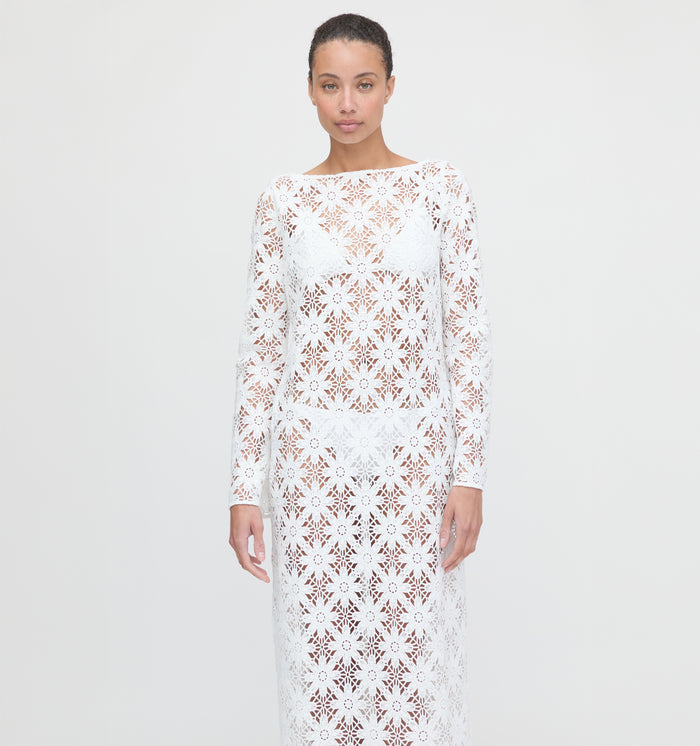 The Eliza Dress - White Daisy Crochet
