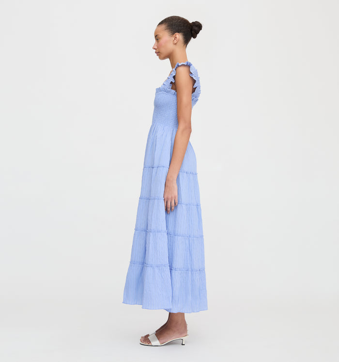 The Ellie Maxi Nap Dress - Bluebird Tonal Seersucker
