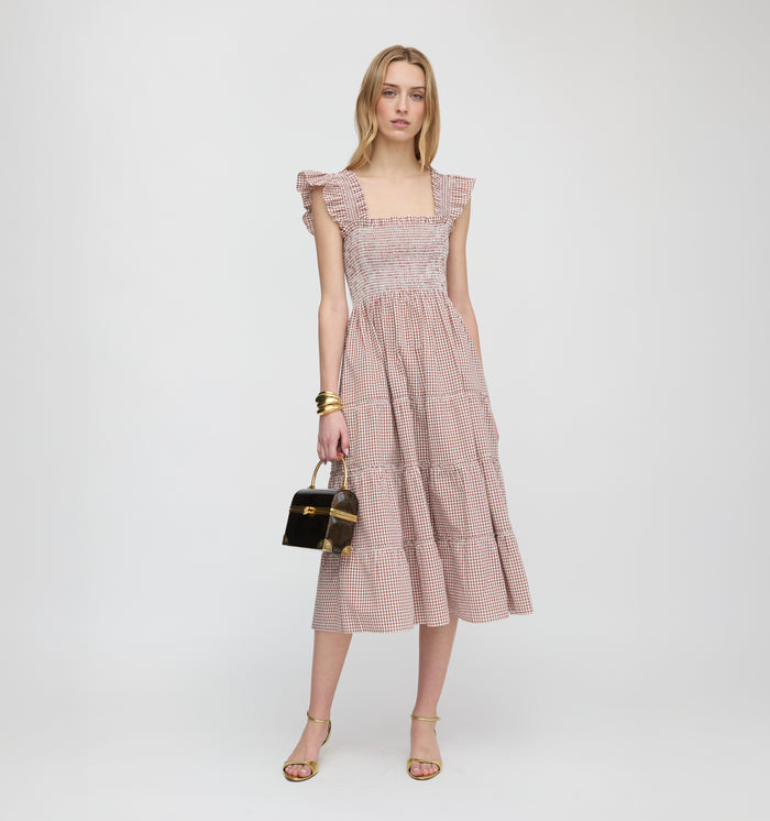 The Ellie Nap Dress - Cognac Gingham