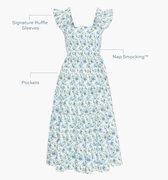Signature ruffle sleeves, proprietary Nap Smocking™, Pockets color: English Daisy