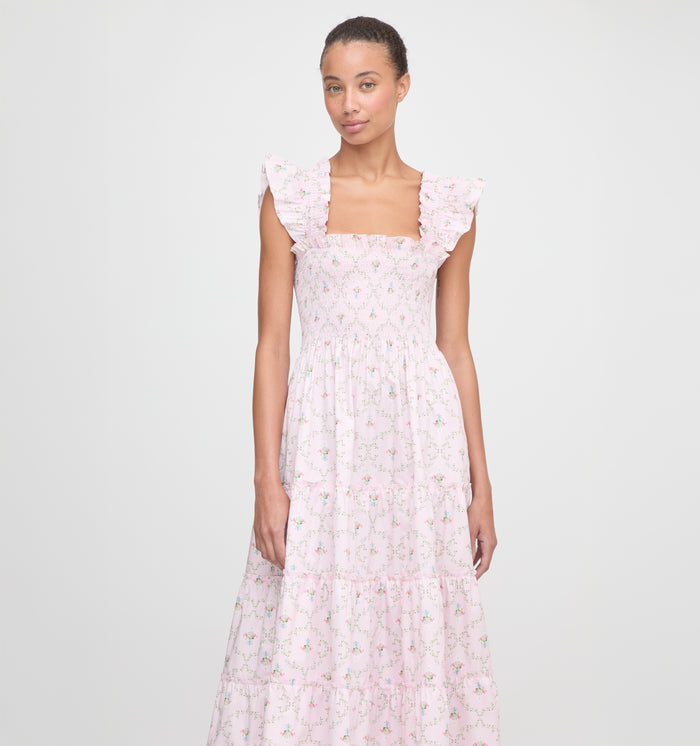 The Ellie Nap Dress in Light Pink Trellis color: Light Pink Trellis