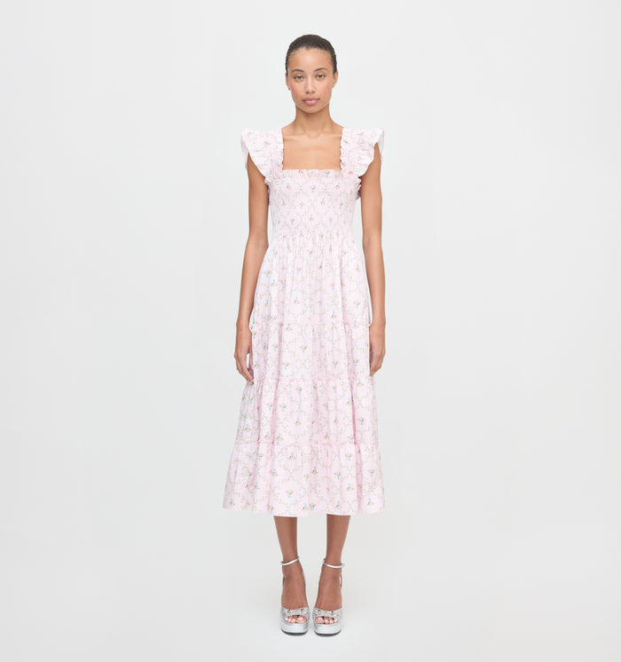 The Ellie Nap Dress in Light Pink Trellis color: Light Pink Trellis