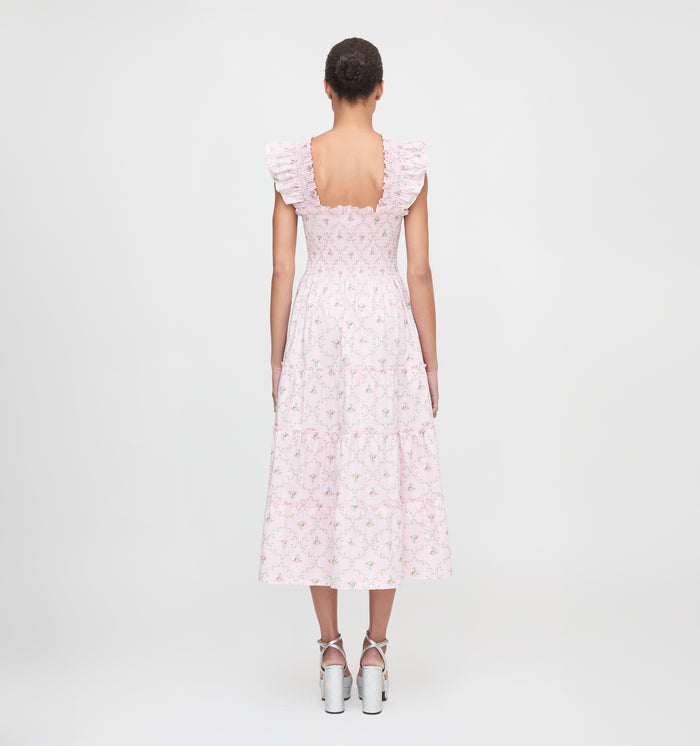 The Ellie Nap Dress in Light Pink Trellis color: Light Pink Trellis