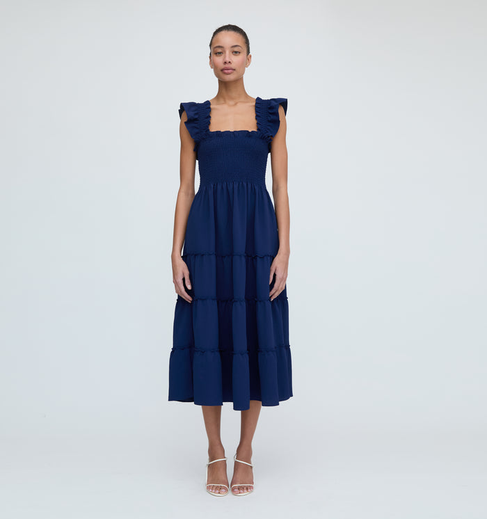 The Crepe Ellie Nap Dress - Navy Crepe color:Wrinkle Resistant Navy Crepe