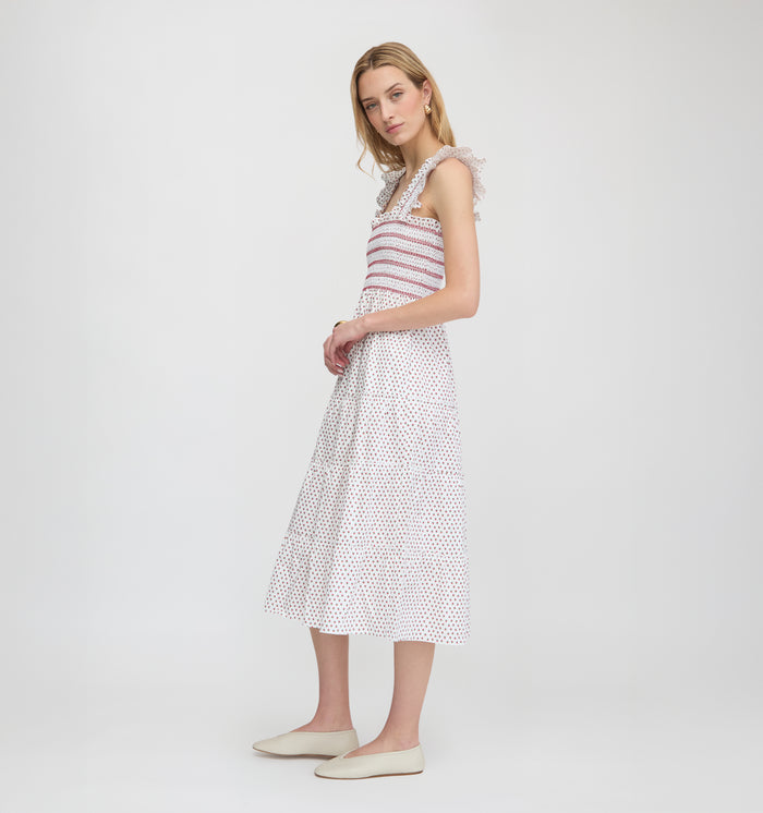 The Ellie Nap Dress - White Poppy Half Drop