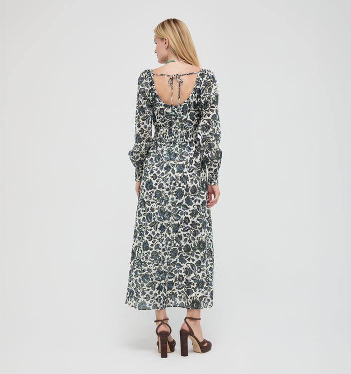 The Eugenia Nap Dress -  Jacobean Bloom Blue/Green