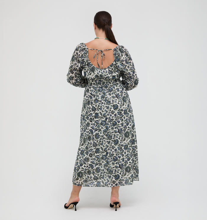 The Eugenia Nap Dress -  Jacobean Bloom Blue/Green
