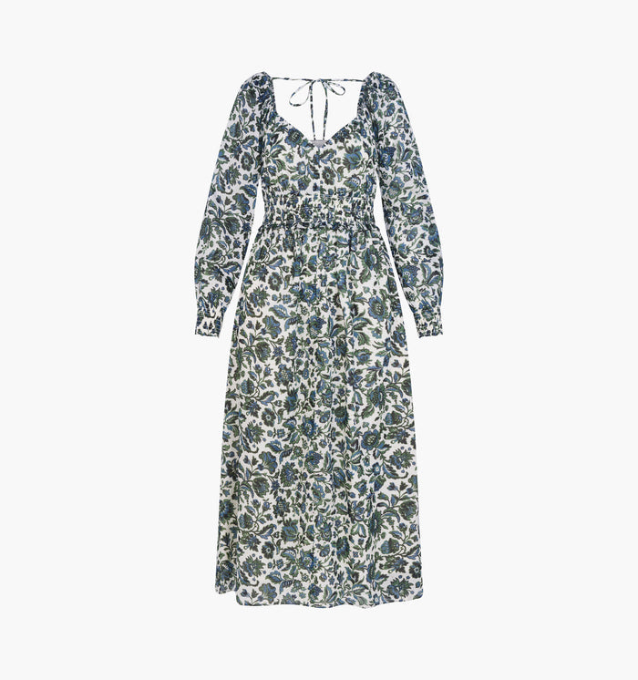 The Eugenia Nap Dress -  Jacobean Bloom Blue/Green