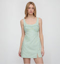 The Eviana Dress - Blue/Green Stripe