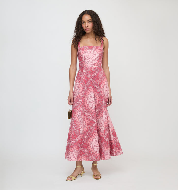 The Ezra Dress - Berry Paisley Scarf
