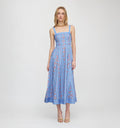 The Ezra Dress - Blue Floral Batik Stripe