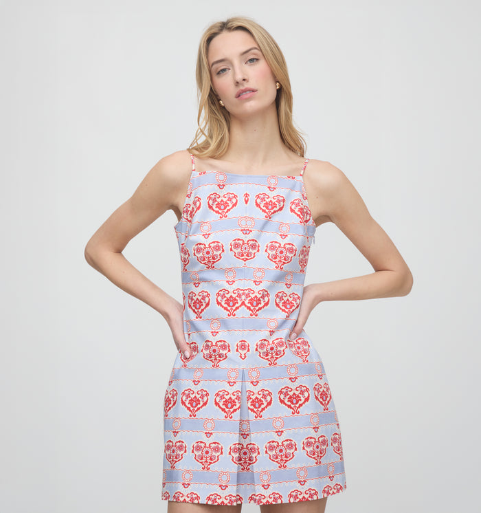 The Fae Dress - Poppy Damask Stripe