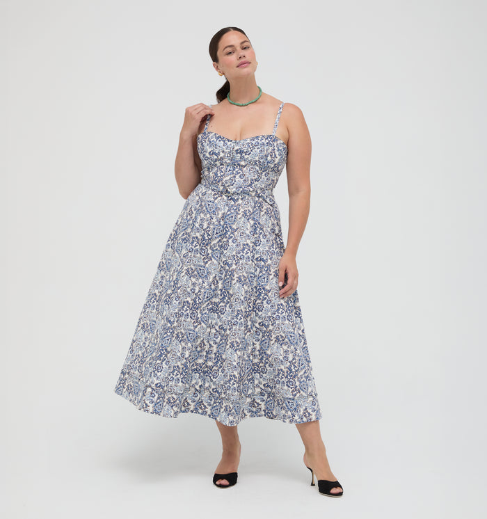 The Fiona Dress -  Chedworth Paisley Blue