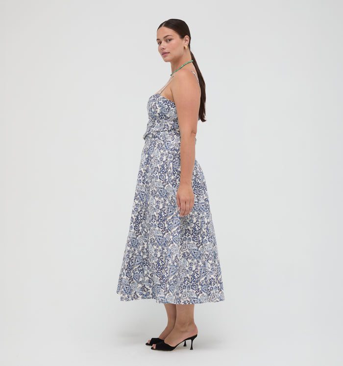 The Fiona Dress -  Chedworth Paisley Blue