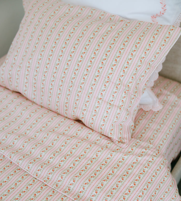The Fitted Sheet - Pink Floral Dot Stripe