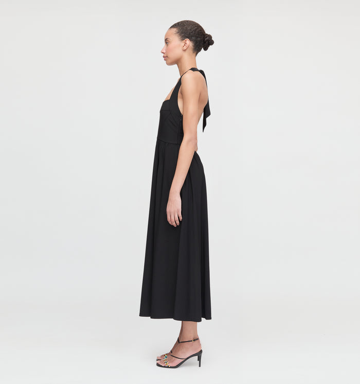 The Fleur Midi Dress - Black Jersey