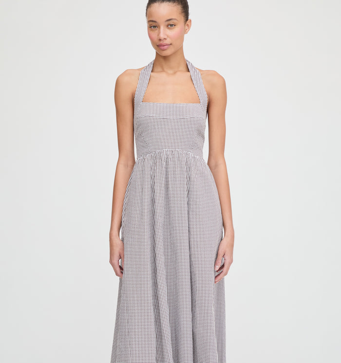 The Fleur Midi Dress - Chocolate Gingham