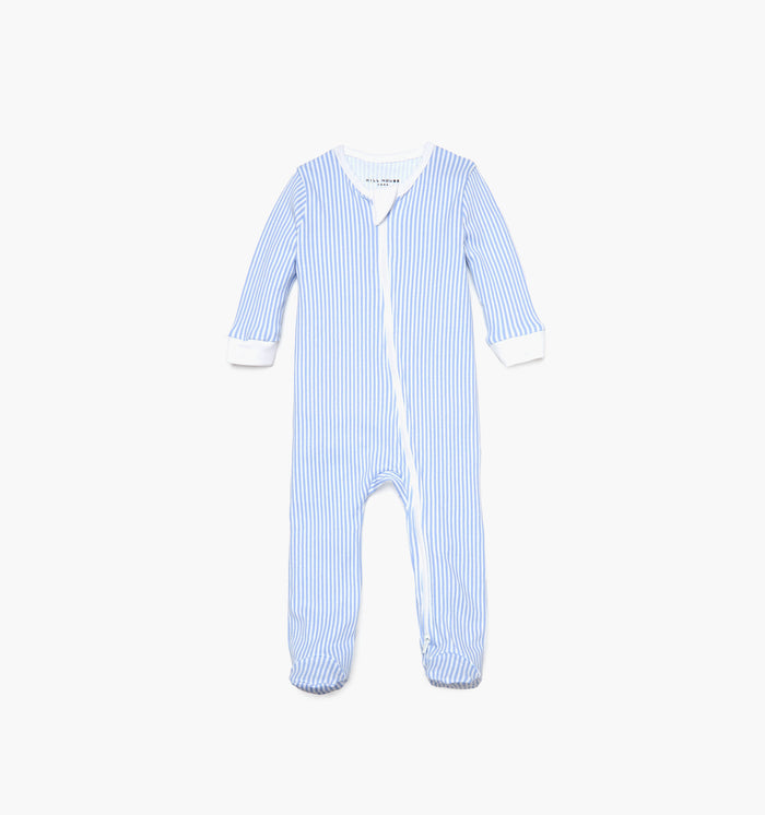 The Footie Pajama - Blue/White Stripe