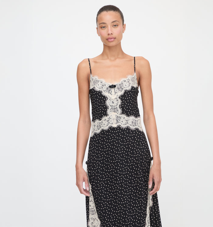 The Francesca Dress in Black Polka Dot color: Black Polka Dot
