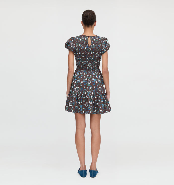 The Gia Mini Nap Dress - Chocolate Swedish Floral
