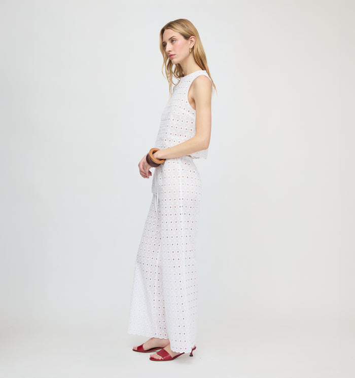 The Giovanna Pant - White Diamond Eyelet