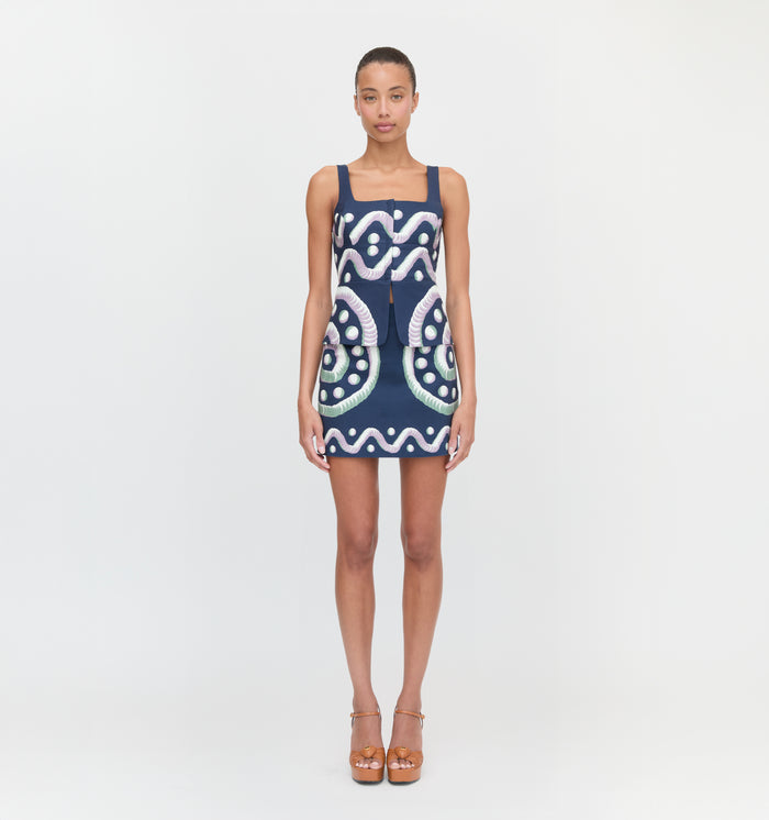 The Hallie Skirt - Navy Mochaware