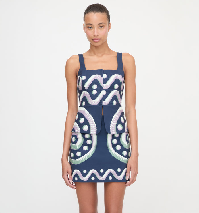 The Hallie Skirt - Navy Mochaware