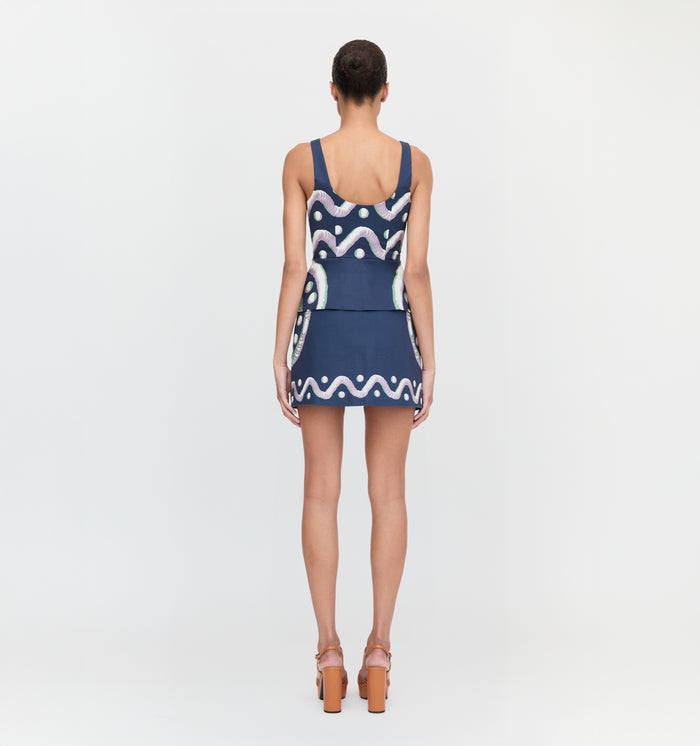 The Hallie Skirt - Navy Mochaware