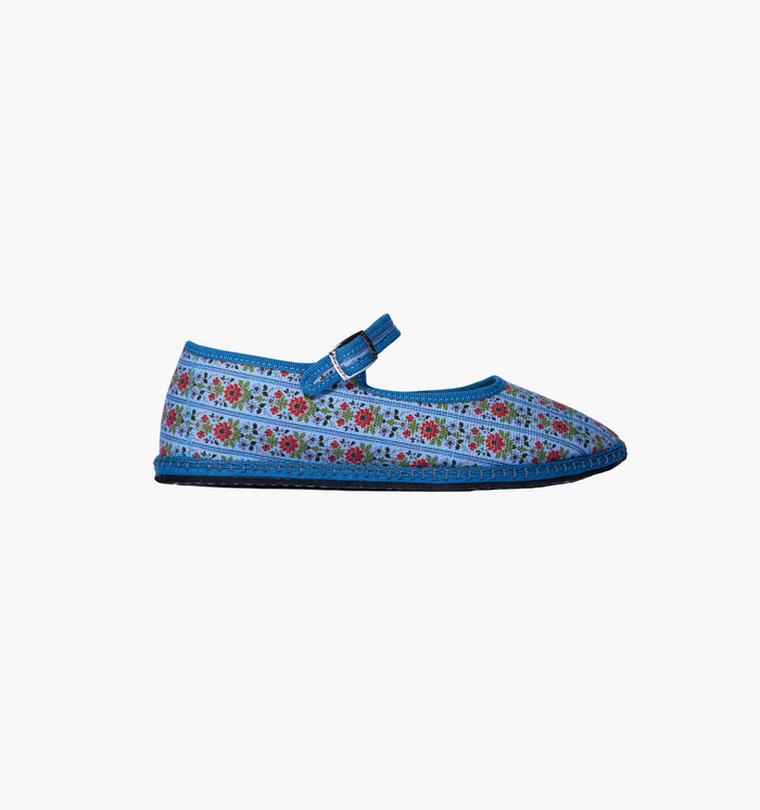 The Hill House x Vibi Venezia Mary Jane Flats - Blue Floral Block Stripe