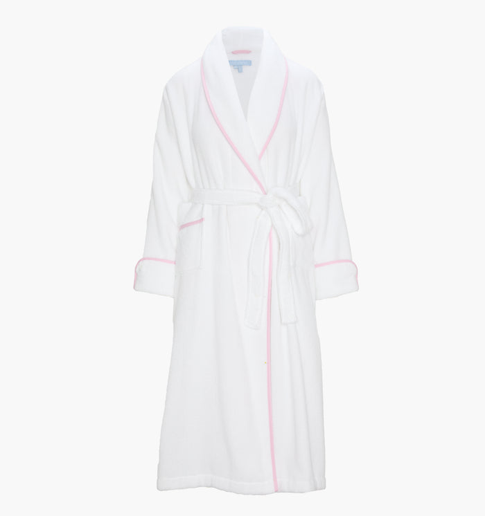 The Hotel Robe with Light Pink Piping color: white/light pink