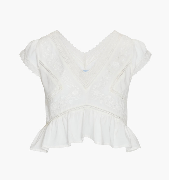 The Jackie Top - White Crisp Voile