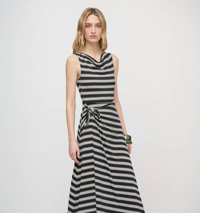 The Jayne Dress - Black/Ivory Stripe