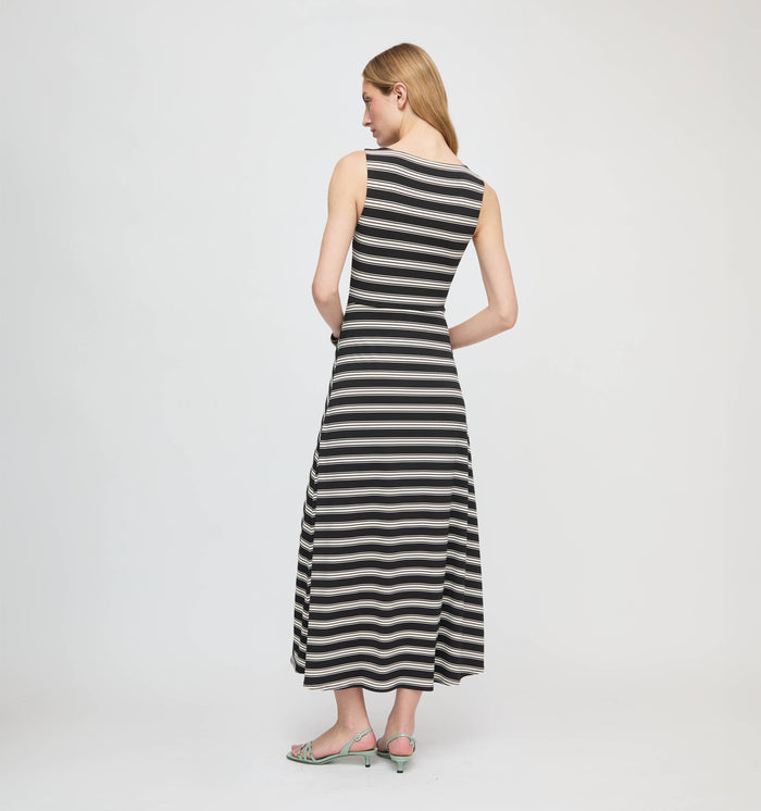 The Jayne Dress - Black/Ivory Stripe
