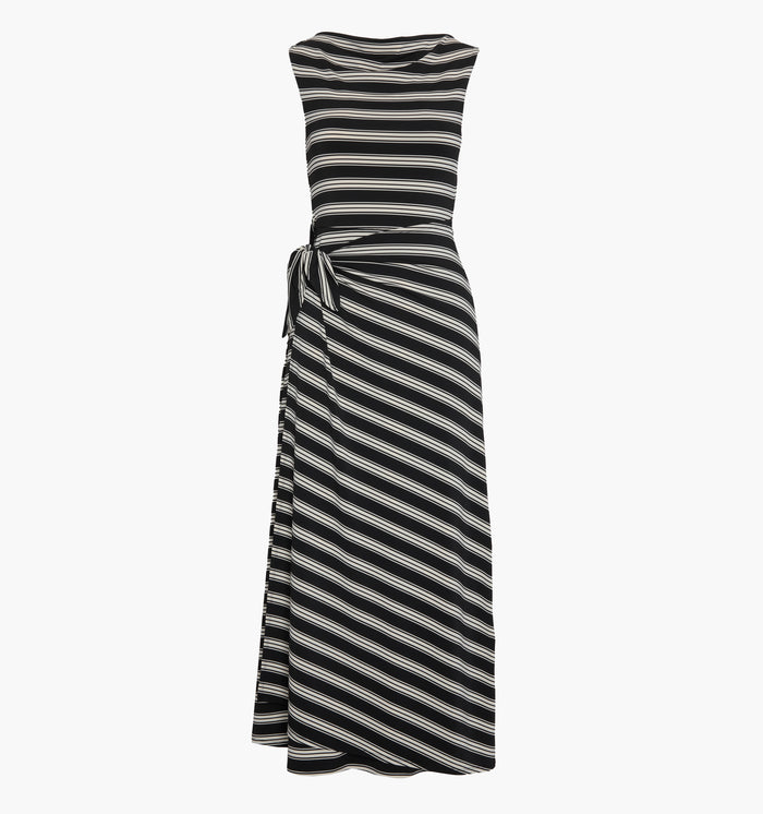 The Jayne Dress - Black/Ivory Stripe