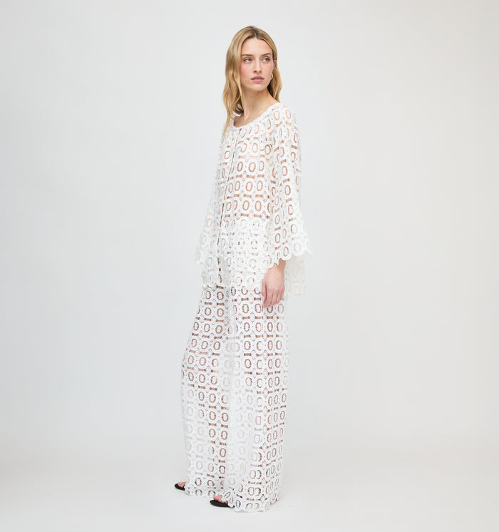 The Kaya Pool Pant - White Broderie